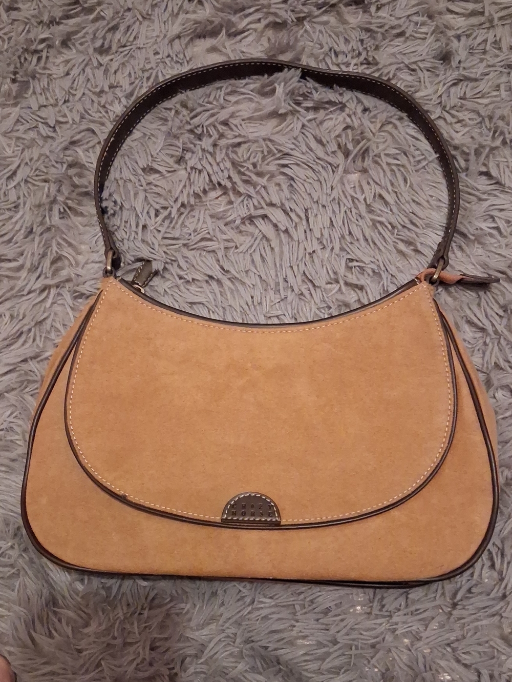 Crazy Horse Women's Tan Suede Shoulder Bag